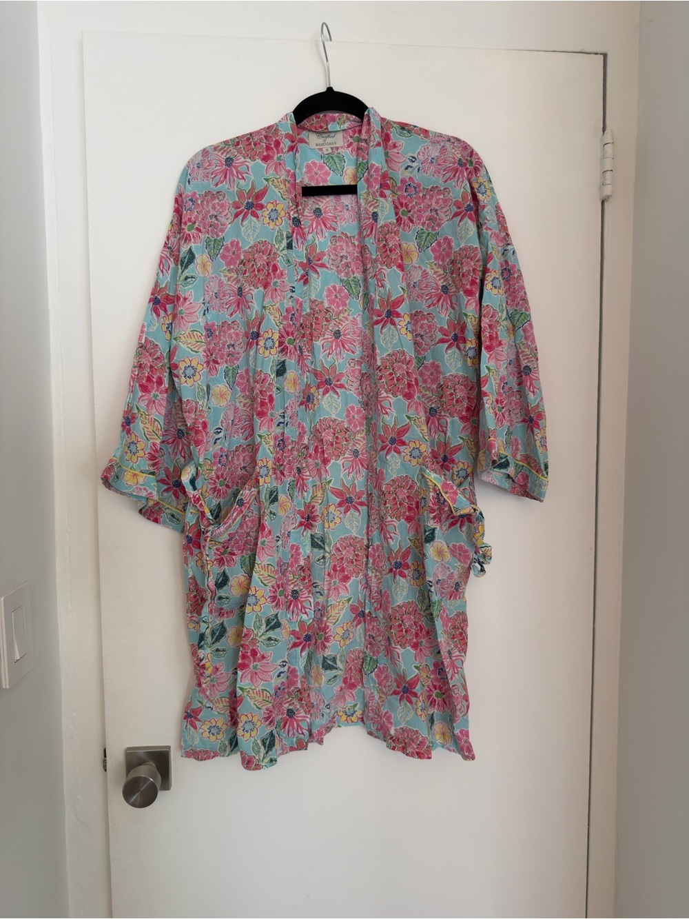 Floral Lightweight Open Kimono in Pink & Aqua